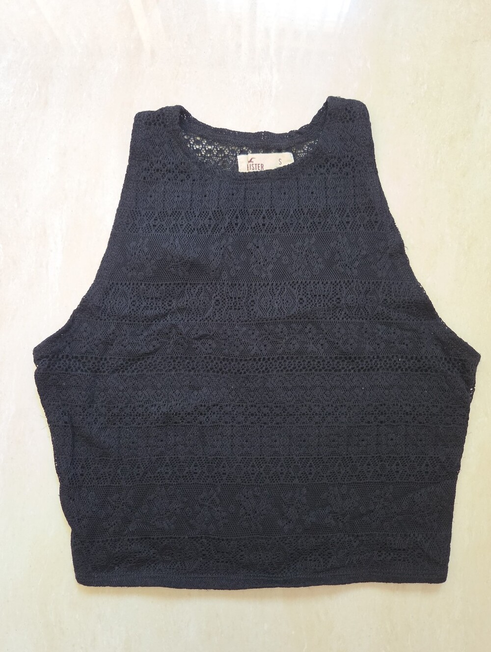 Hollister Black Lace High Neck Cropped Tank